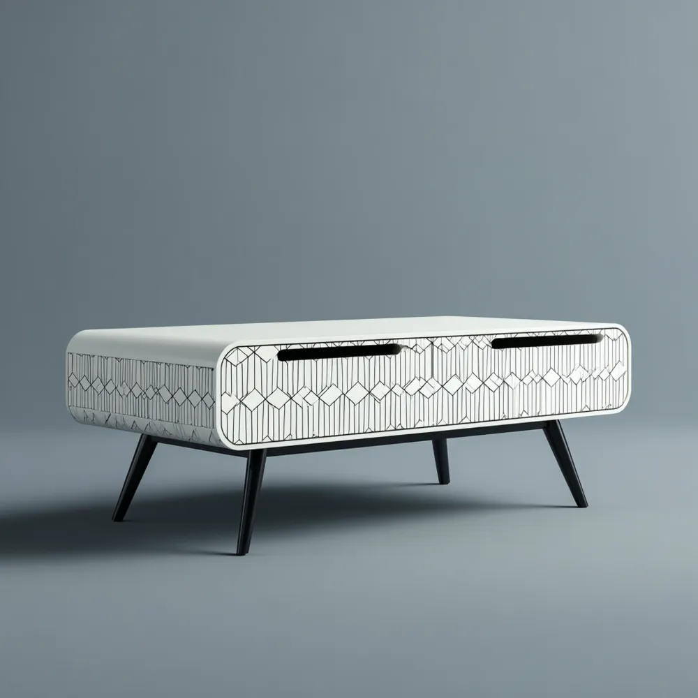 Couchtisch Holz 120x60x45 cm – Weiß/Schwarz – Skandinavisches Design