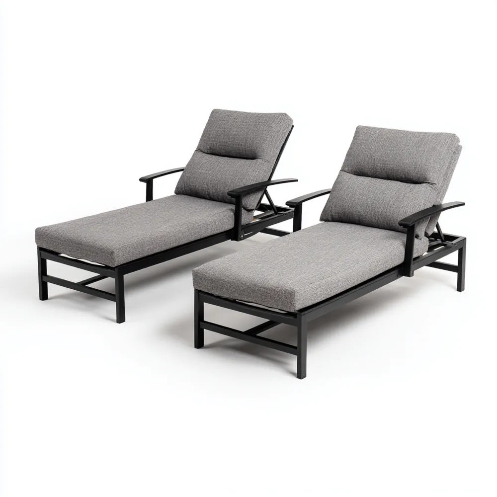 Gartenliege Set Aluminium 200x65x45 cm – Dunkelgrau – Verstellbar