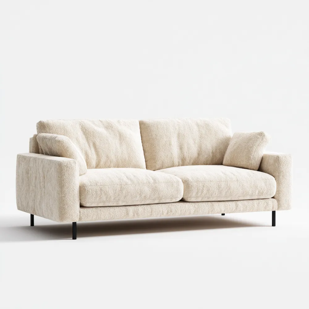 2-Sitzer-Sofa 180x85x75 cm Plüschstoff Beige – Modernes Design