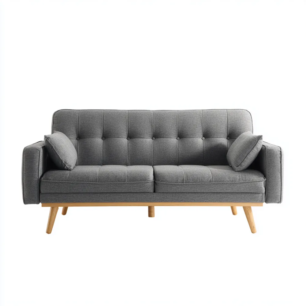 2-Sitzer-Sofa 160x80x85 cm Stoff Grau Holzfüße – Skandinavisches Design