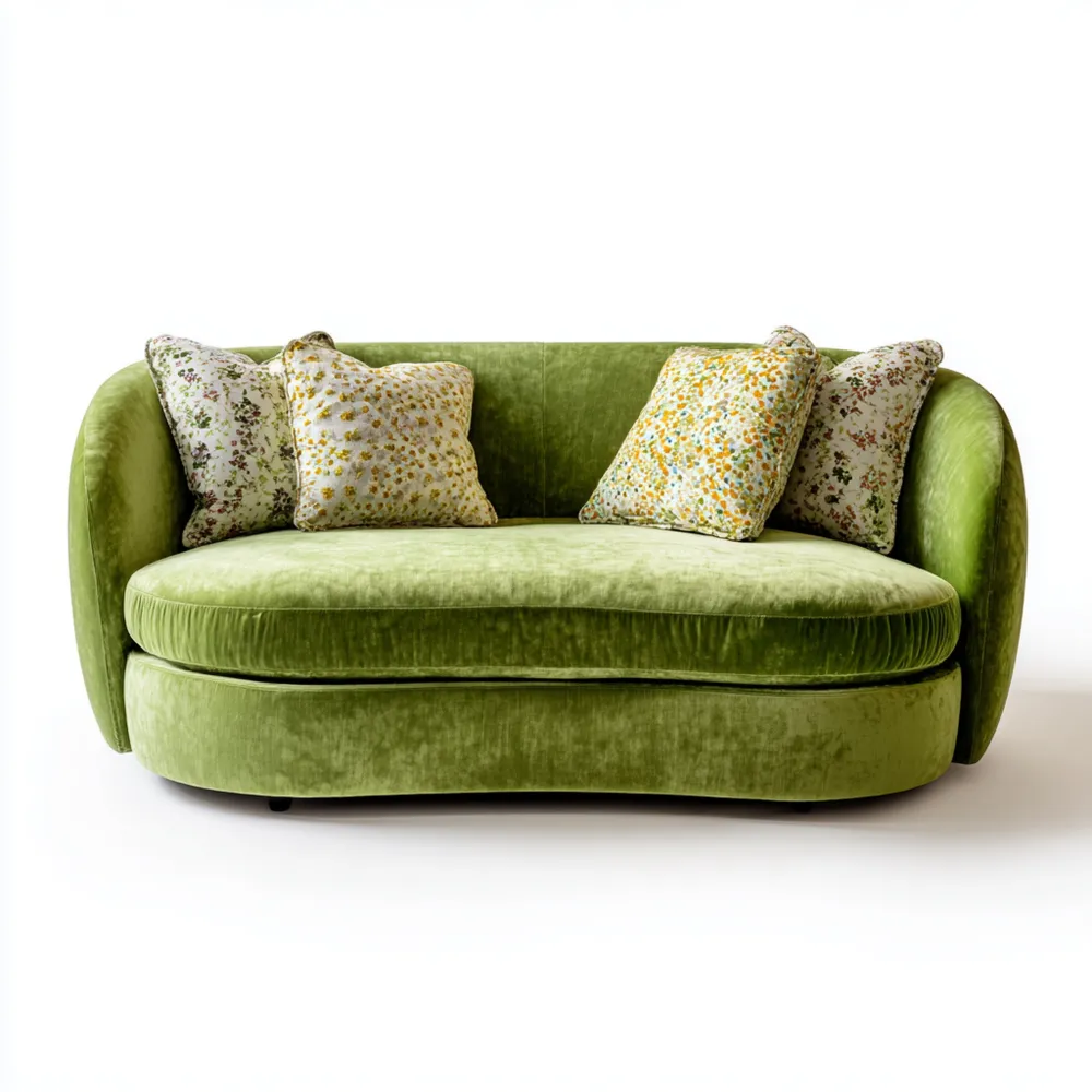 2-Sitzer-Sofa Samt 160x90x75 cm – Olivgrün – Modernes Design