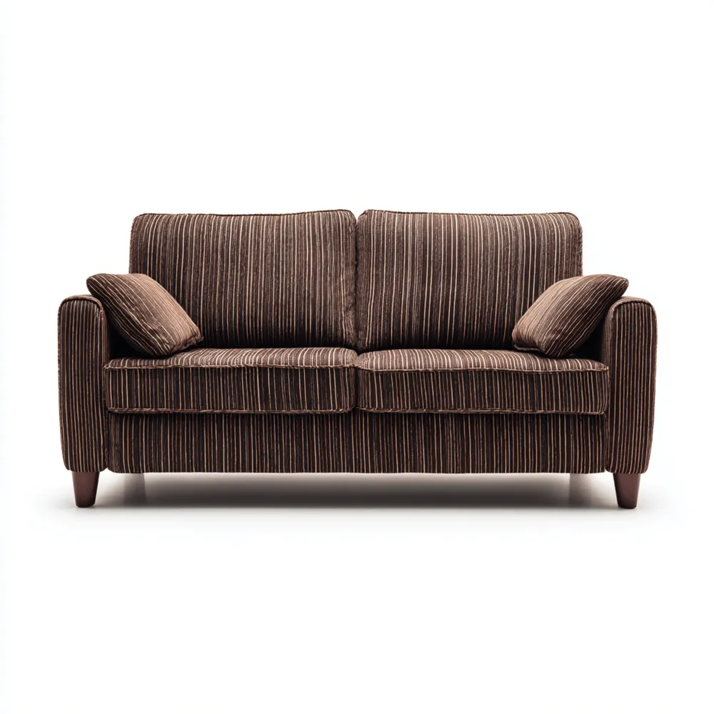 2-Sitzer-Sofa Stoff 180x85x80 cm - Braun Gestreift - Klassisches Design