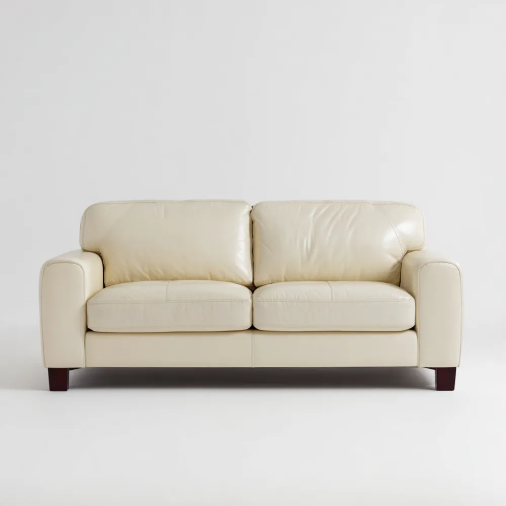 2-Sitzer-Sofa Leder 200x95x85 cm Creme – Modernes Design