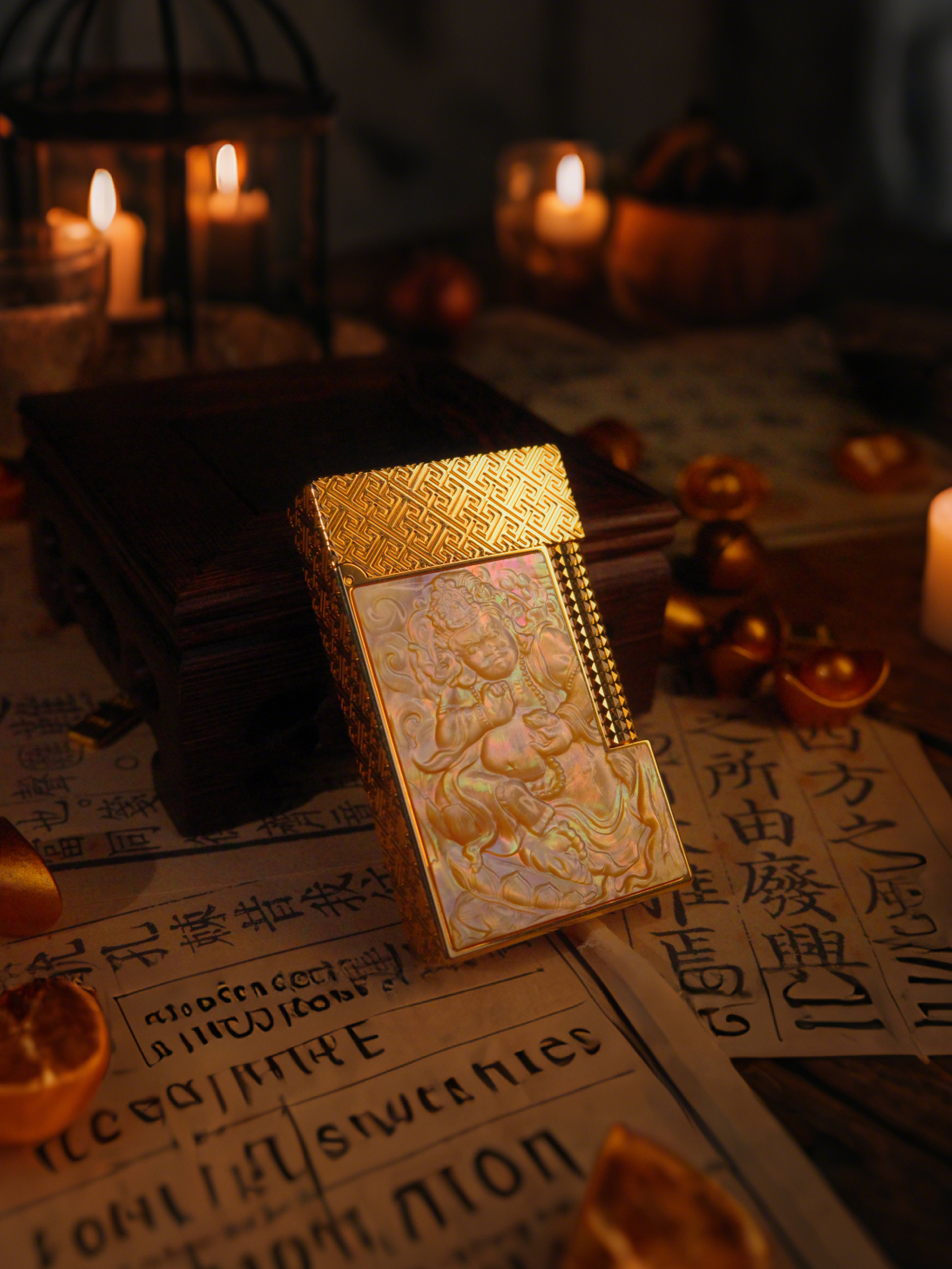 BUNCH "JAMBHALA - YELLOW WEALTH GOD" | Mother-of-Pearl Relief Art | Iconic Resonant "Ping" | Solid Integrated Brass Core