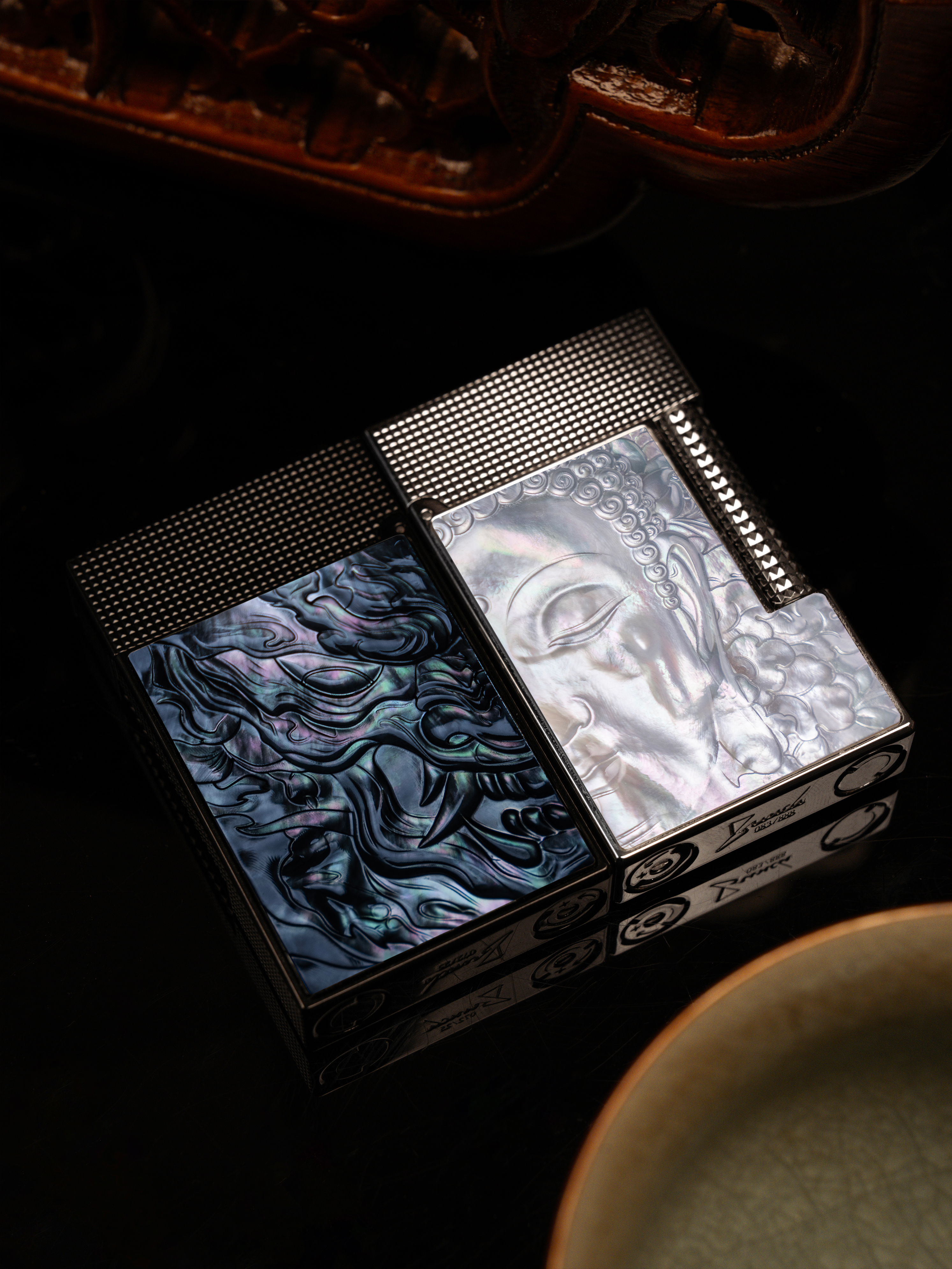 BUNCH "THE DUALITY" | 3D Mother-of-Pearl Relief Sculpture | Integrated Brass Mythic Masterpiece