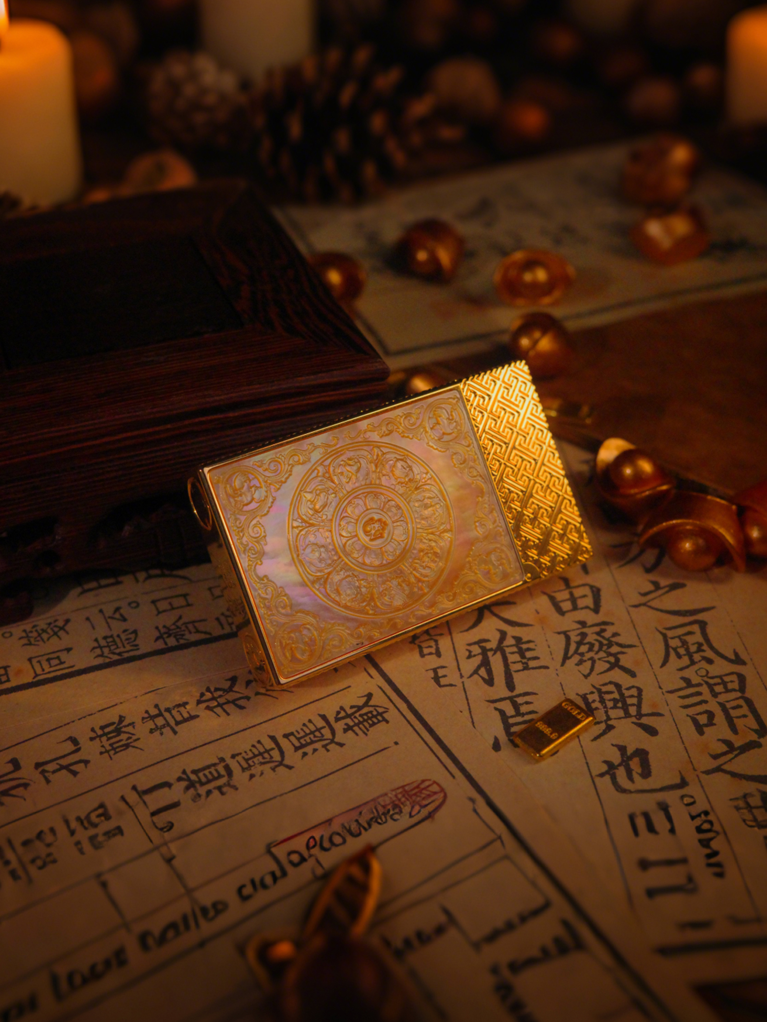 BUNCH "JAMBHALA - YELLOW WEALTH GOD" | Mother-of-Pearl Relief Art | Iconic Resonant "Ping" | Solid Integrated Brass Core