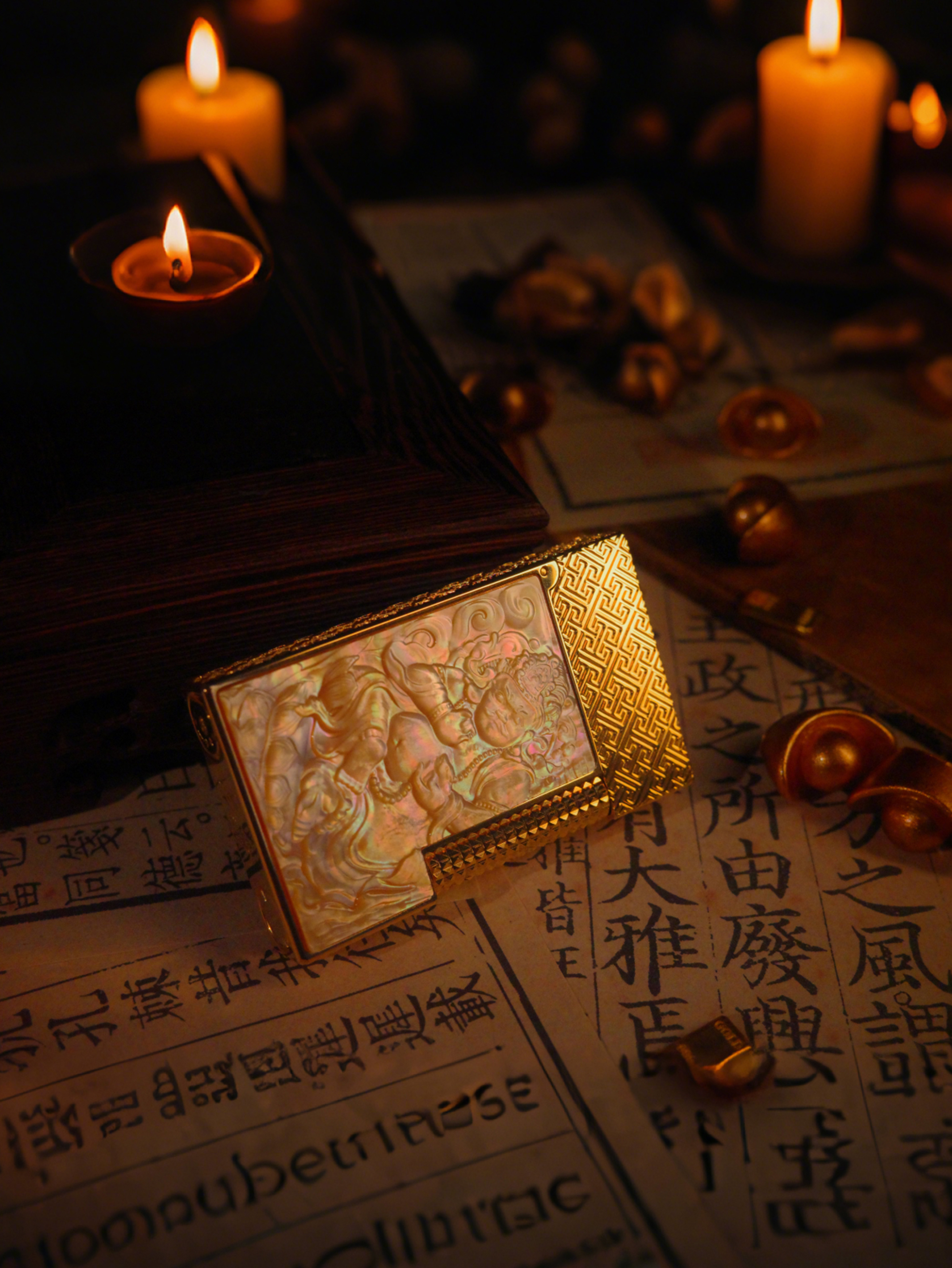 BUNCH "JAMBHALA - YELLOW WEALTH GOD" | Mother-of-Pearl Relief Art | Iconic Resonant "Ping" | Solid Integrated Brass Core