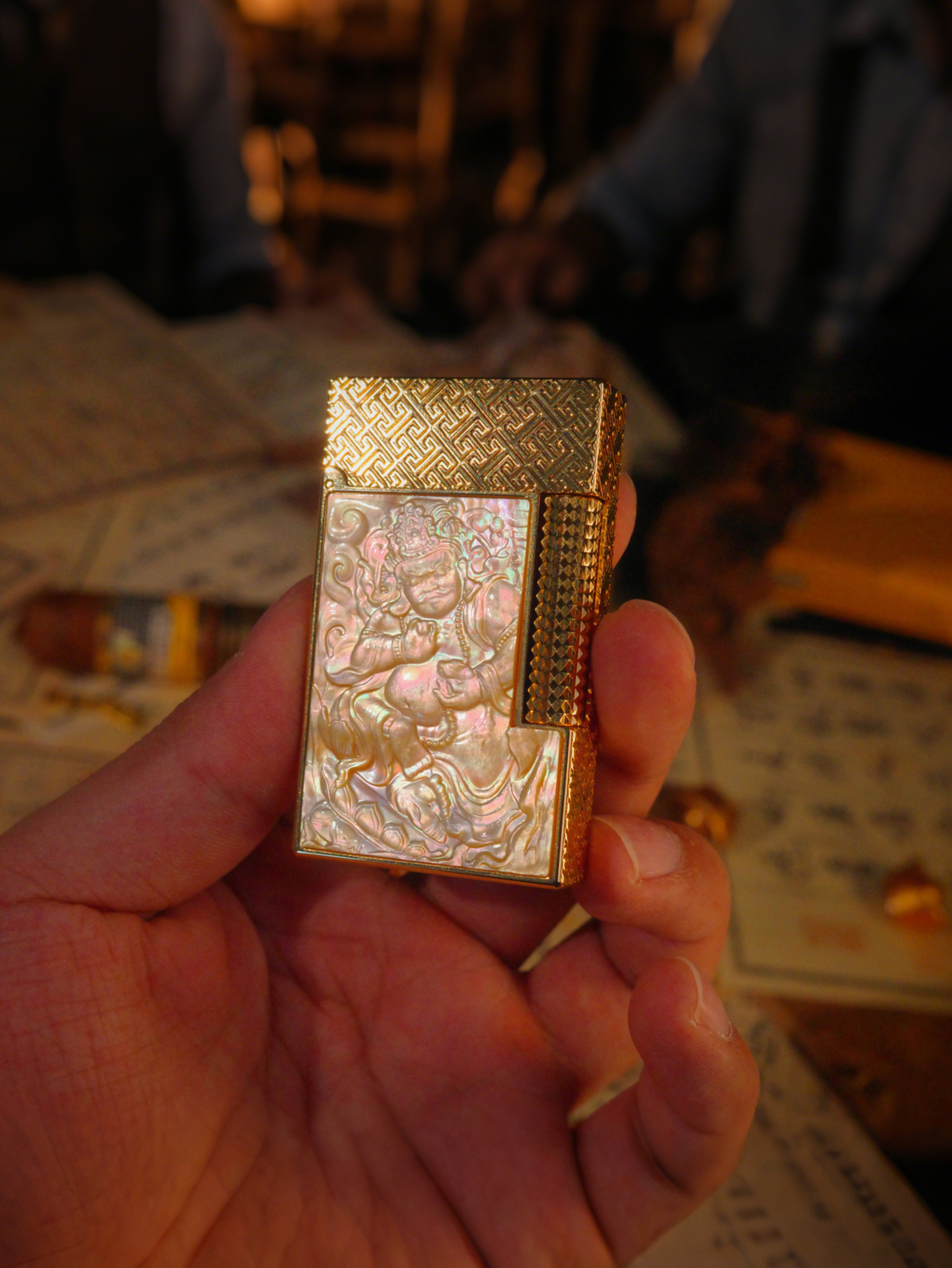 BUNCH "JAMBHALA - YELLOW WEALTH GOD" | Mother-of-Pearl Relief Art | Iconic Resonant "Ping" | Solid Integrated Brass Core