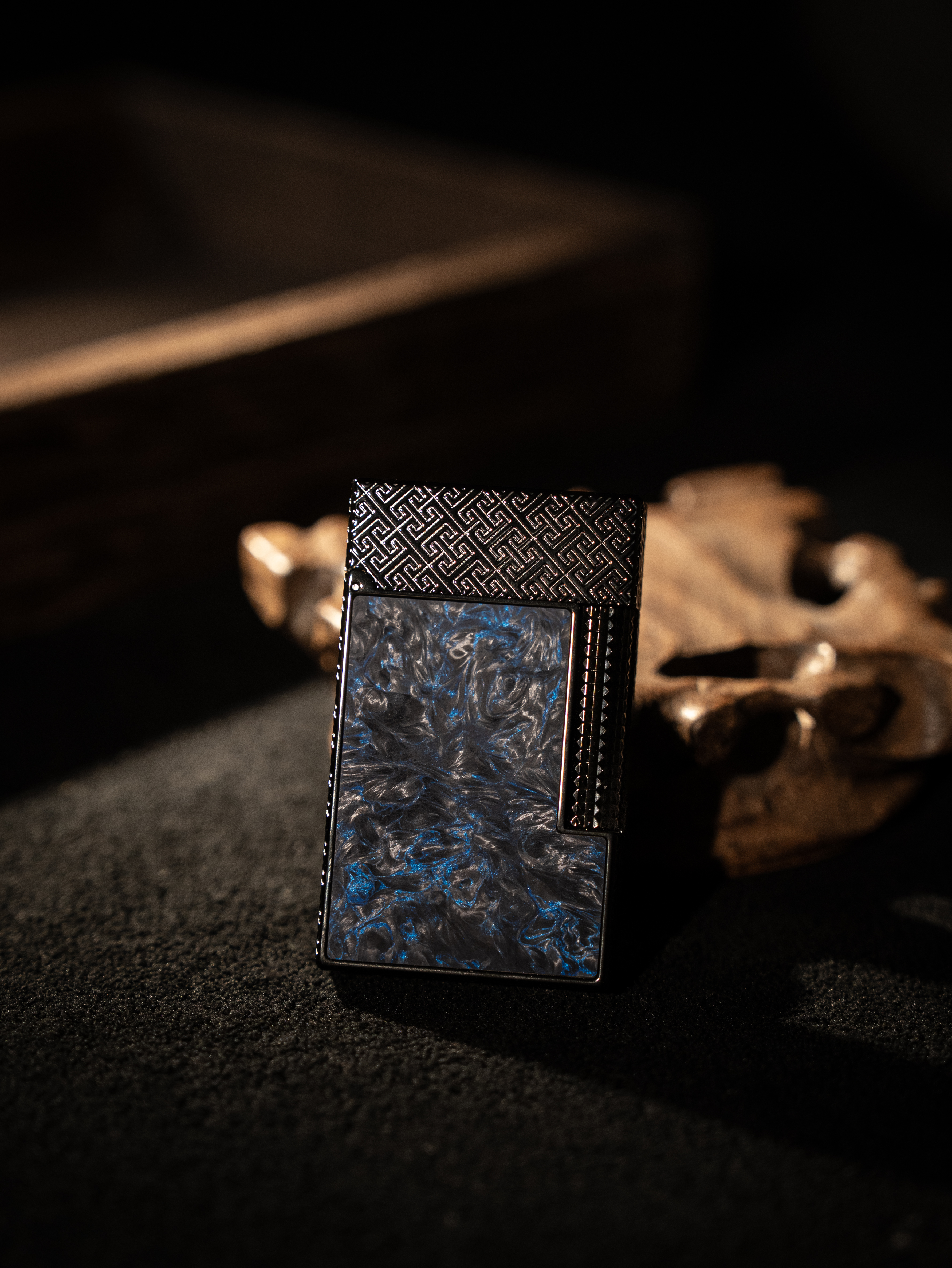 BUNCH "American Myths" Luxury Lighter - Premium Forged Carbon Fiber & Solid Brass Gas Lighter, Side-Roller Flint Ignition with Classic Ping Sound