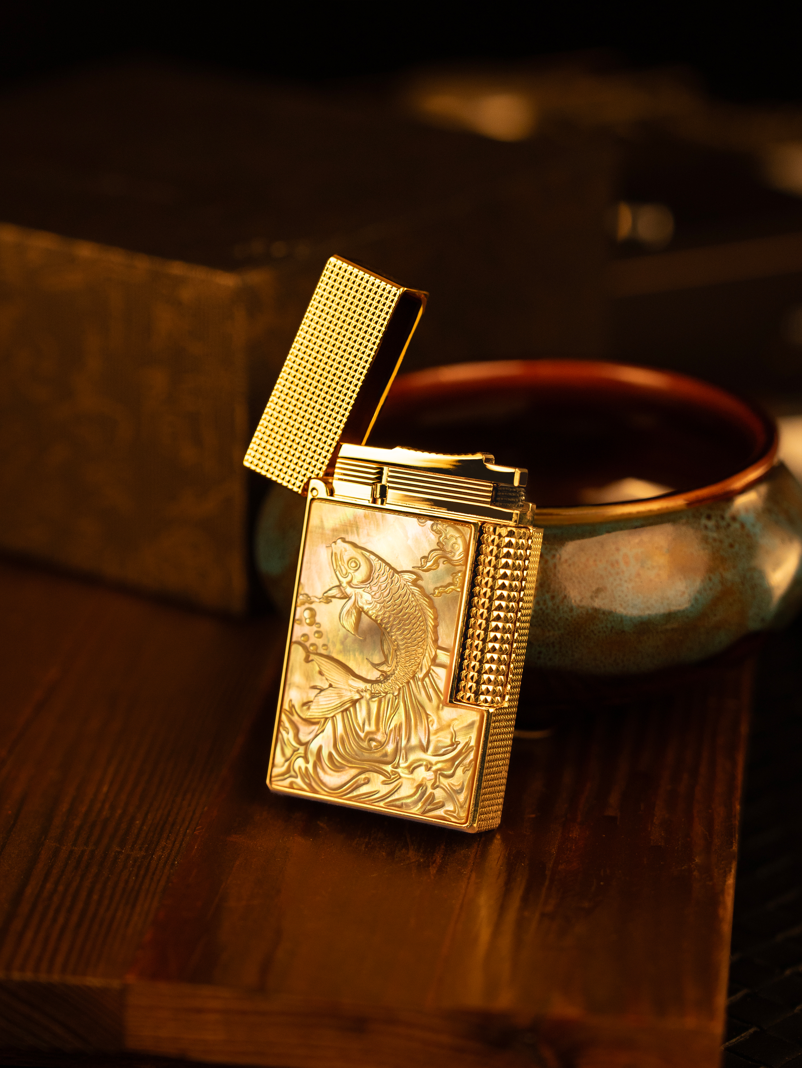 BUNCH "KOI" | Artisan Shell Carved Inlay | Iconic Resonant "Ping" | Solid Brass Symbol of Luck