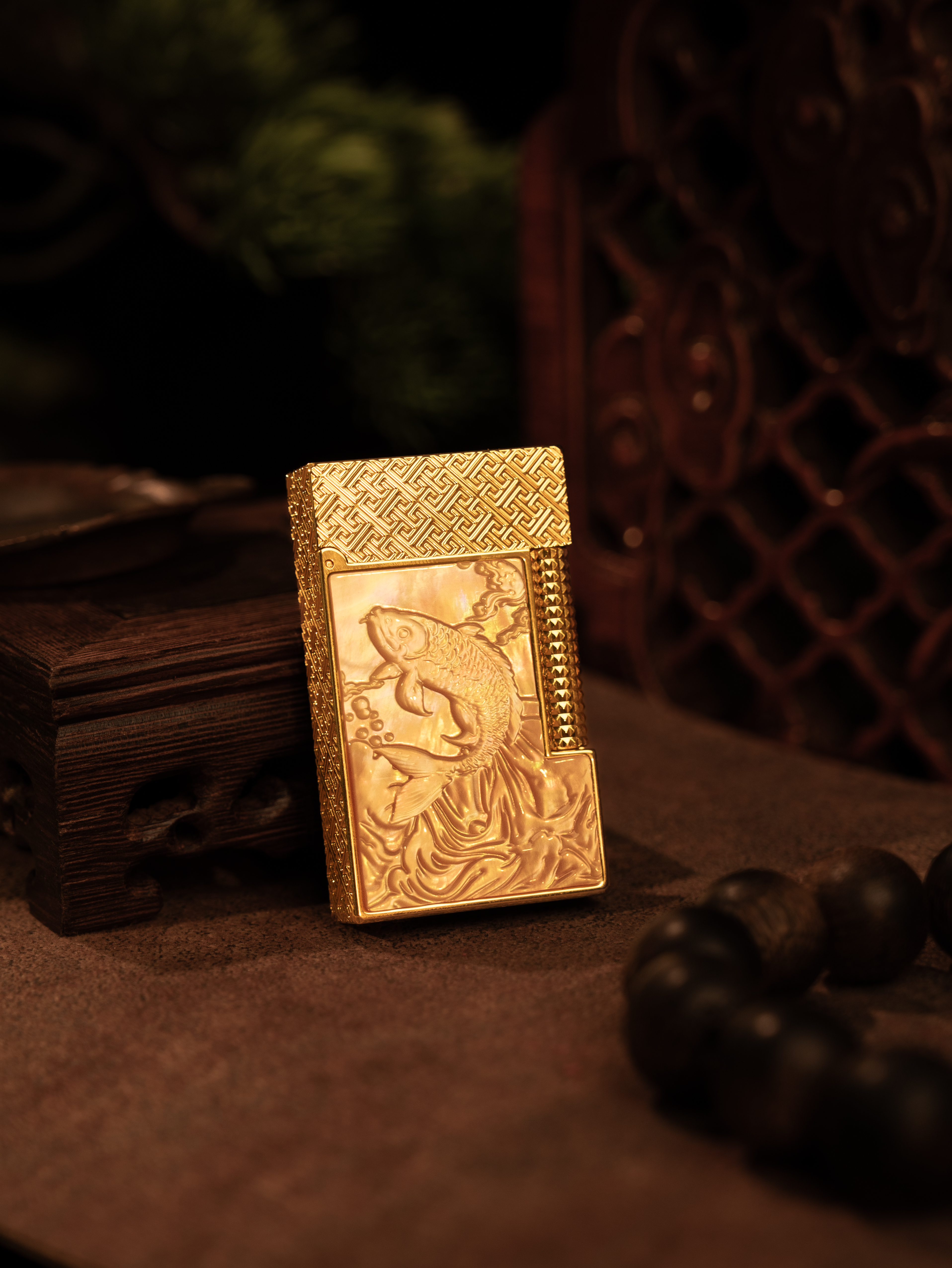 BUNCH "KOI" DUAL FLAME | High-Relief Mother of Pearl | Iconic Resonant "Ping" | 13.2mm Solid Brass Powerhouse