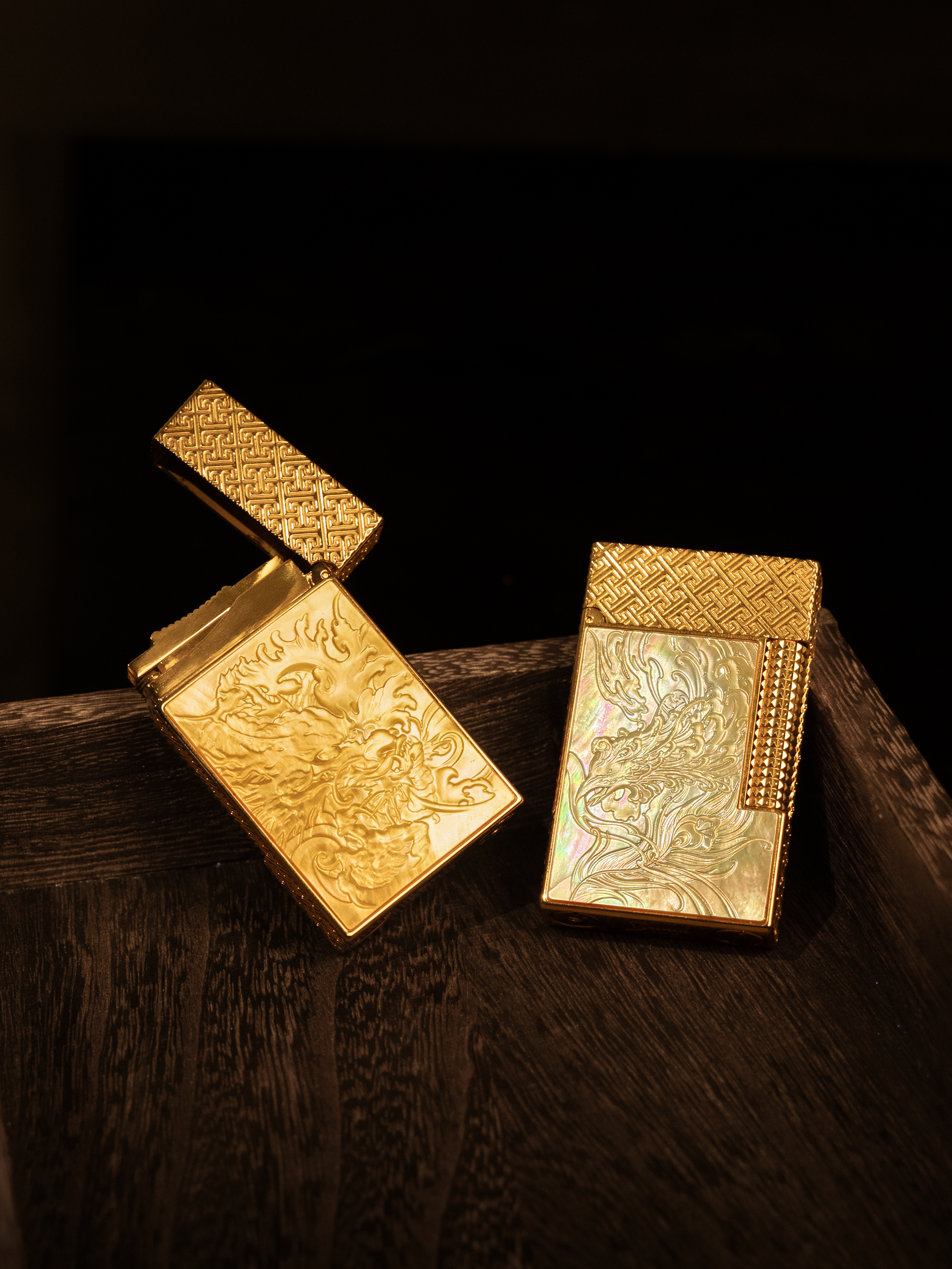 BUNCH "DRAGON & PHOENIX" | 3D Mother of Pearl Relief | The Symbol of Harmony | Solid Integrated Brass Core