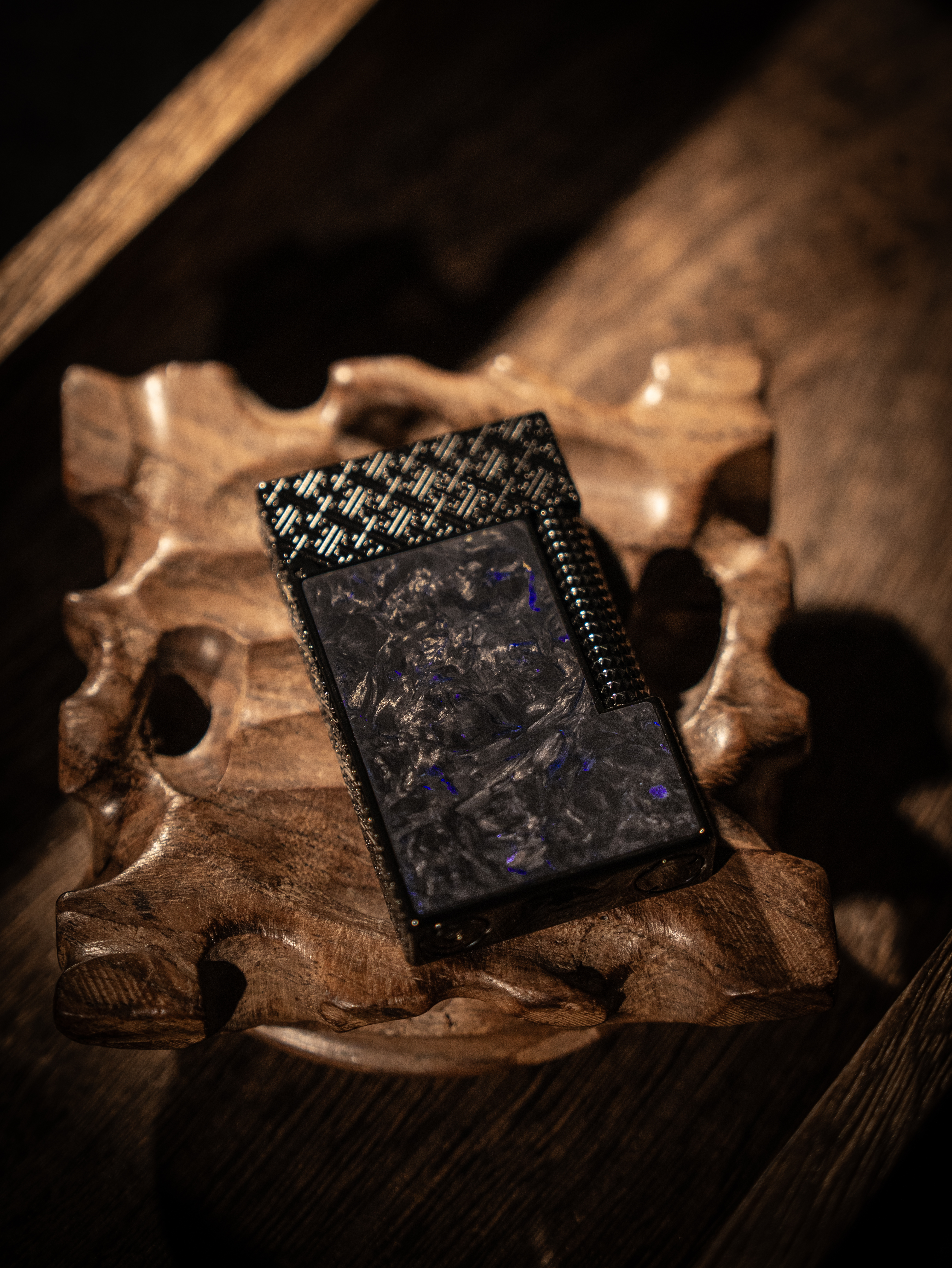 BUNCH "American Myths" Luxury Lighter - Premium Forged Carbon Fiber & Solid Brass Gas Lighter, Side-Roller Flint Ignition with Classic Ping Sound