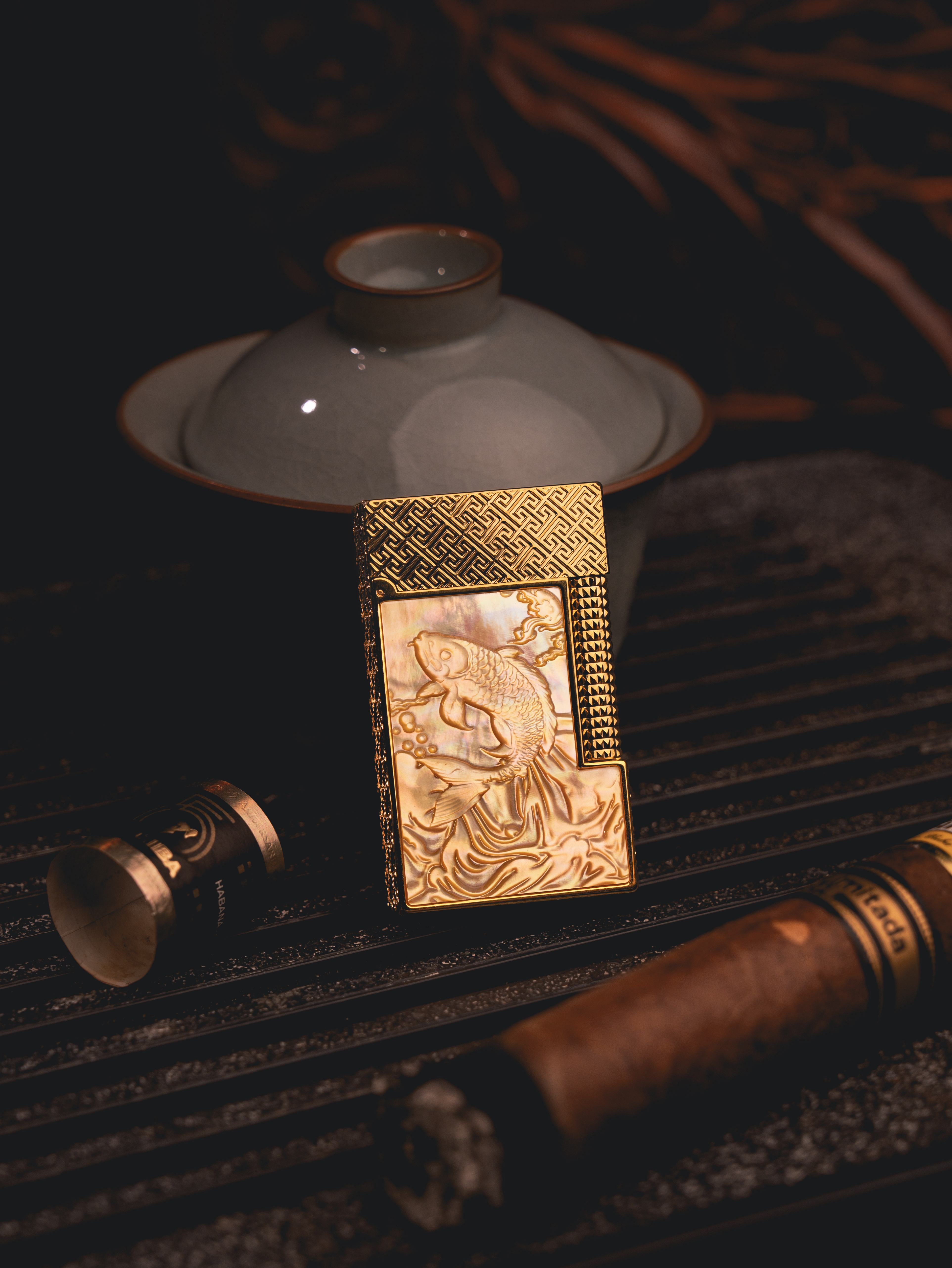 BUNCH "KOI" DUAL FLAME | High-Relief Mother of Pearl | Iconic Resonant "Ping" | 13.2mm Solid Brass Powerhouse