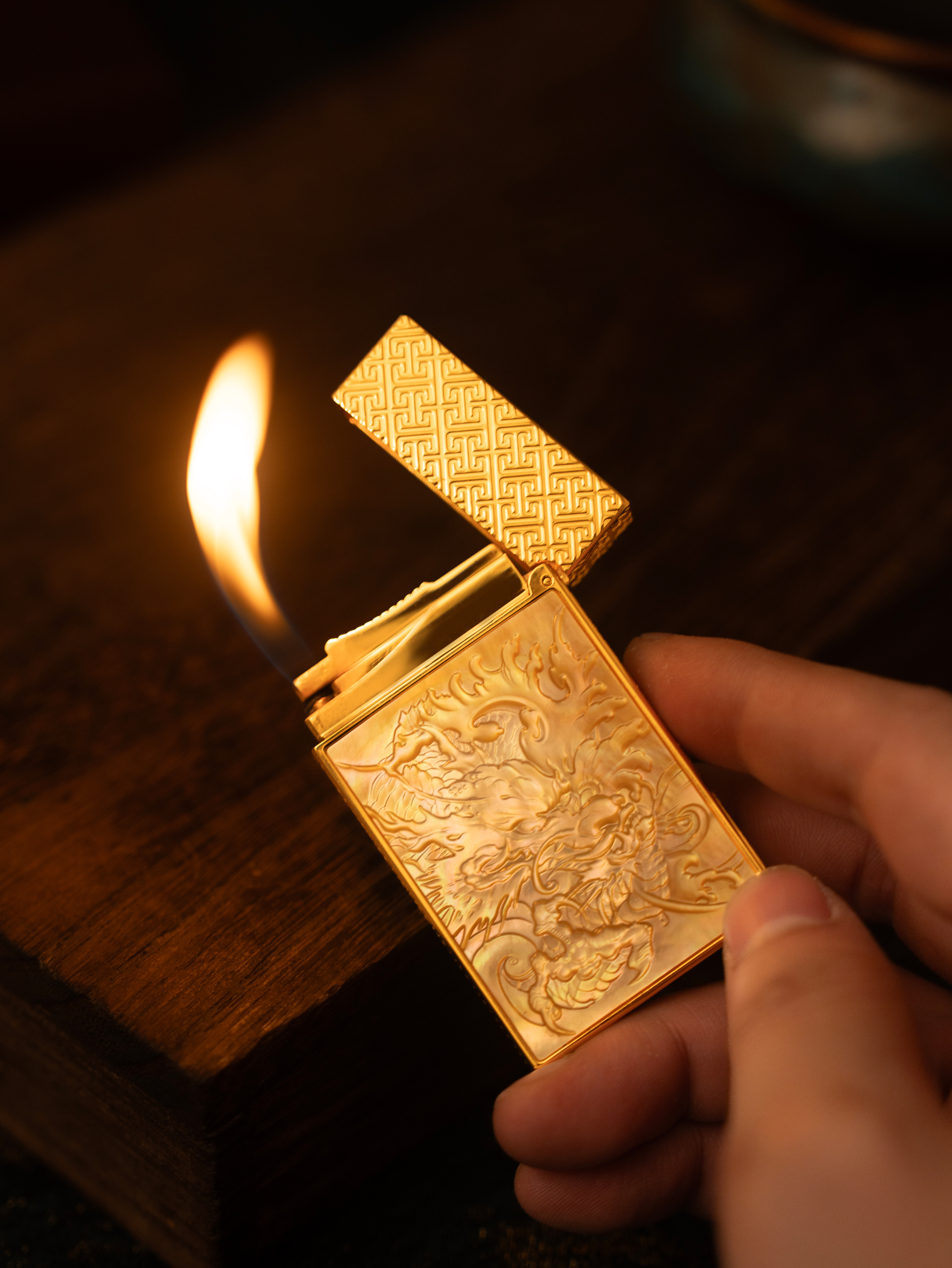 BUNCH "DRAGON & PHOENIX HARMONY" | 3D High-Relief Mother of Pearl | Iconic Resonant "Ping" | Solid Integrated Brass Core