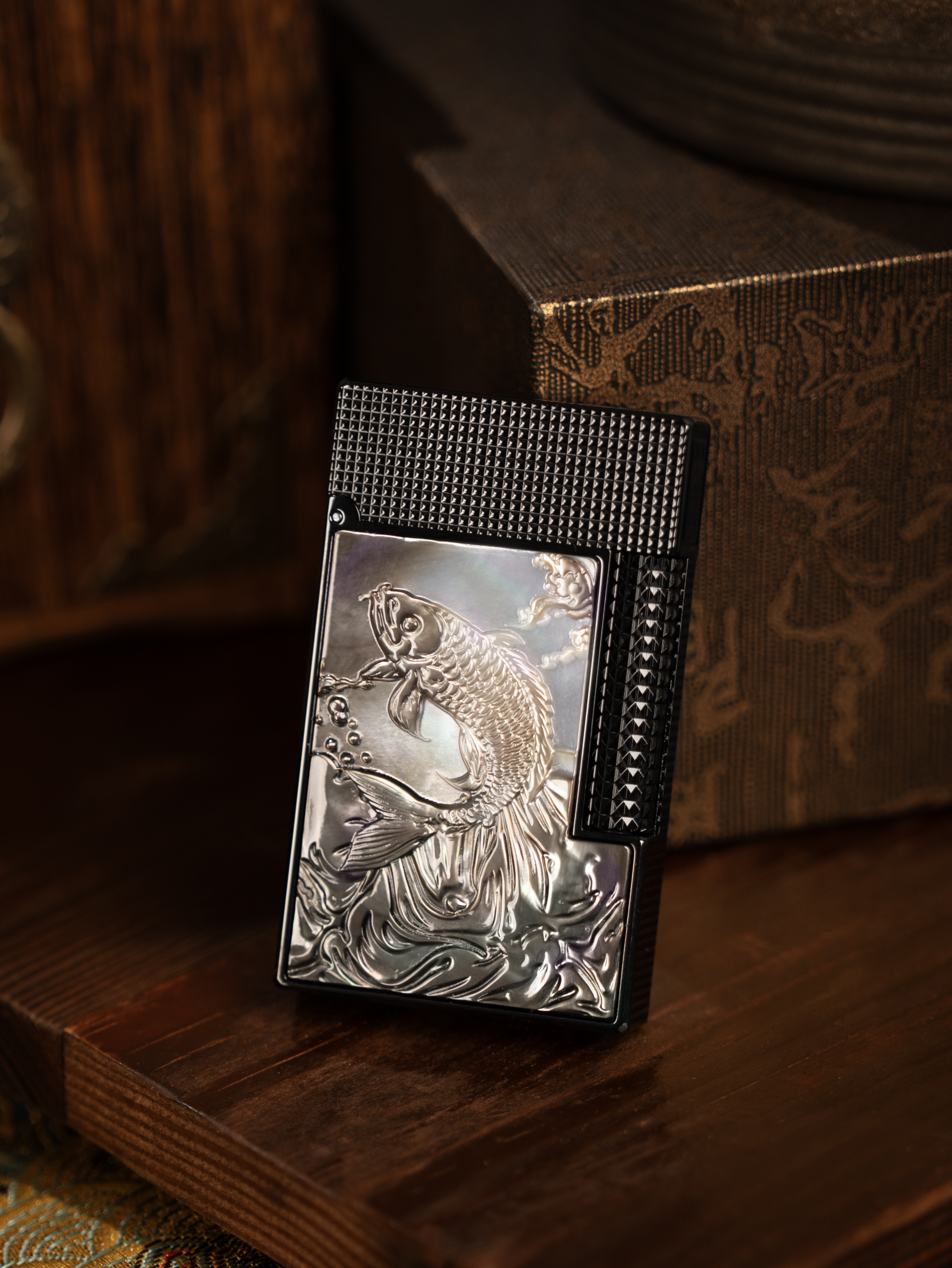 BUNCH "KOI" | Artisan Shell Carved Inlay | Iconic Resonant "Ping" | Solid Brass Symbol of Luck