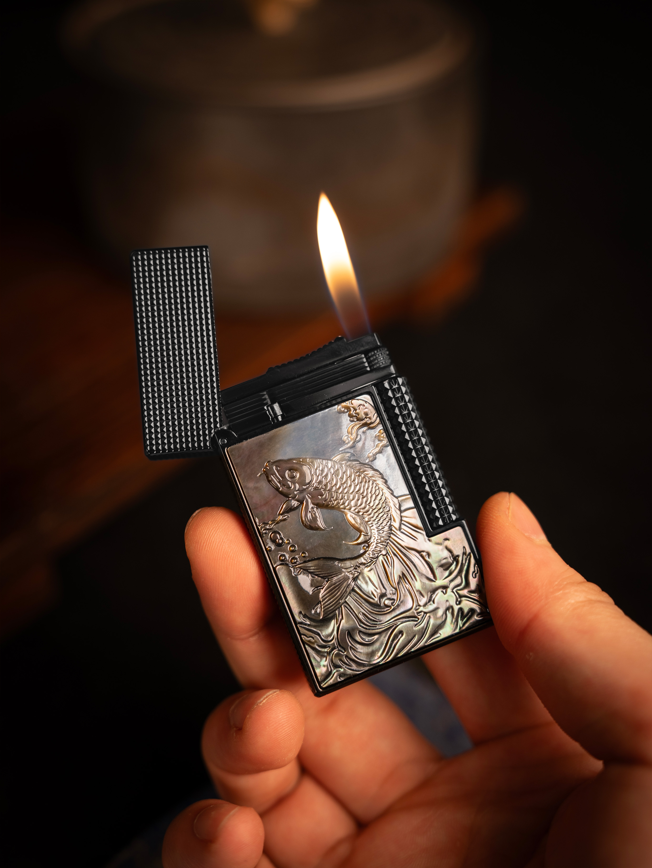 BUNCH "KOI" | Artisan Shell Carved Inlay | Iconic Resonant "Ping" | Solid Brass Symbol of Luck