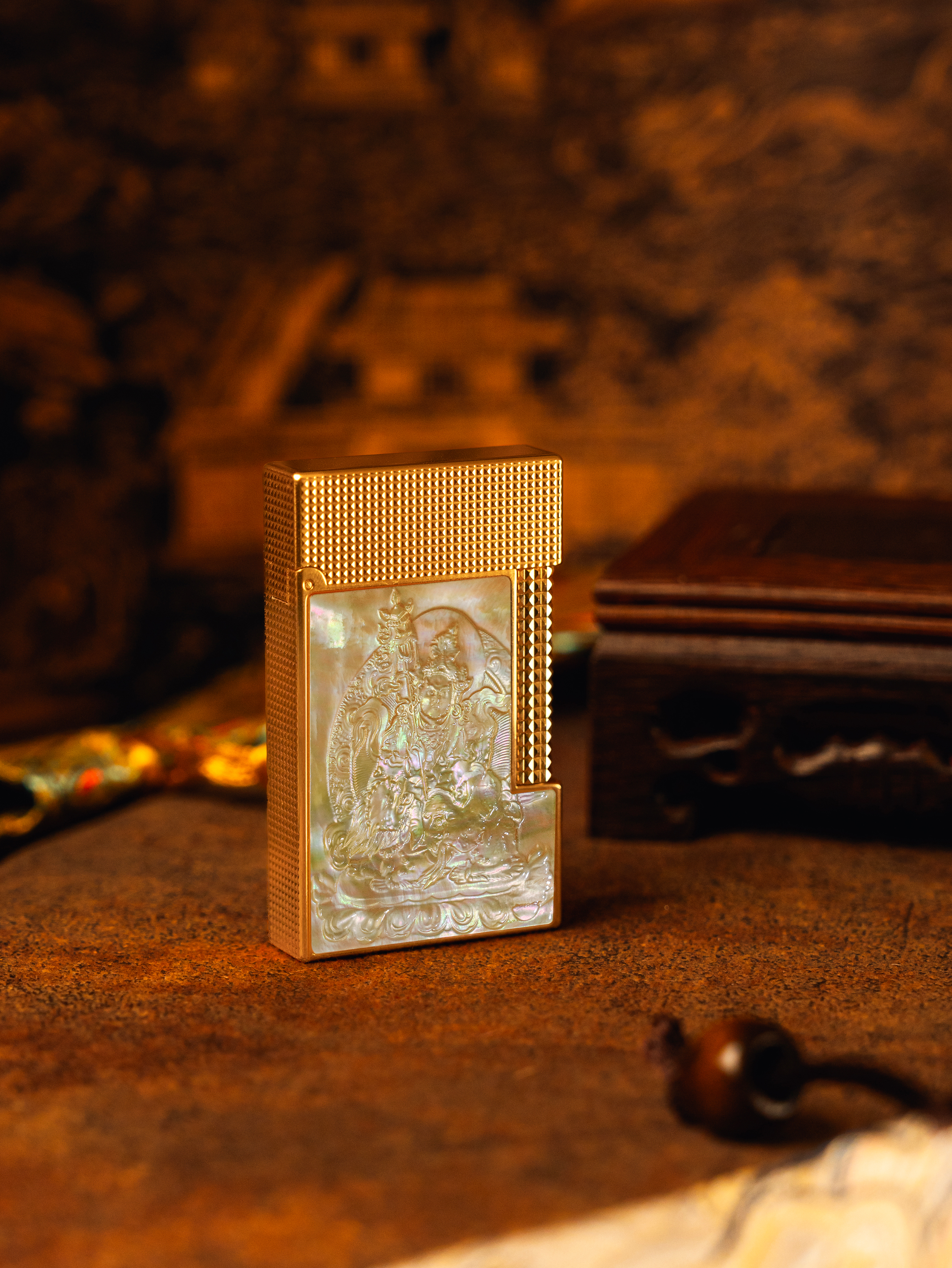 BUNCH "JAMBHALA - YELLOW WEALTH GOD" | Mother-of-Pearl Relief Art | Iconic Resonant "Ping" | Solid Integrated Brass Core