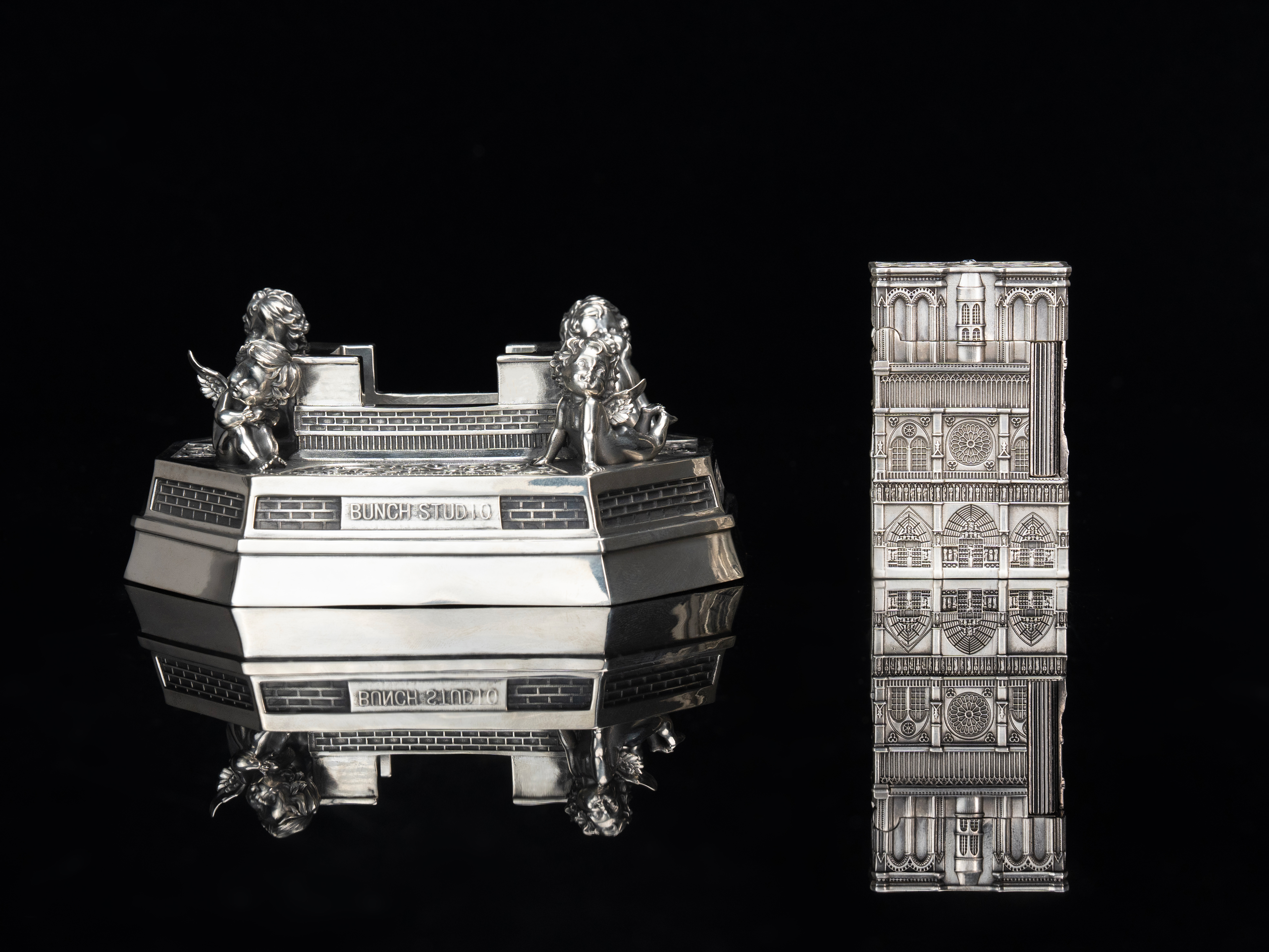 BUNCH "SANCTUM - PRAYER" | S925 Sterling Silver Gothic Lighter & Angelic Base Set | Luxury Handmade Collectible