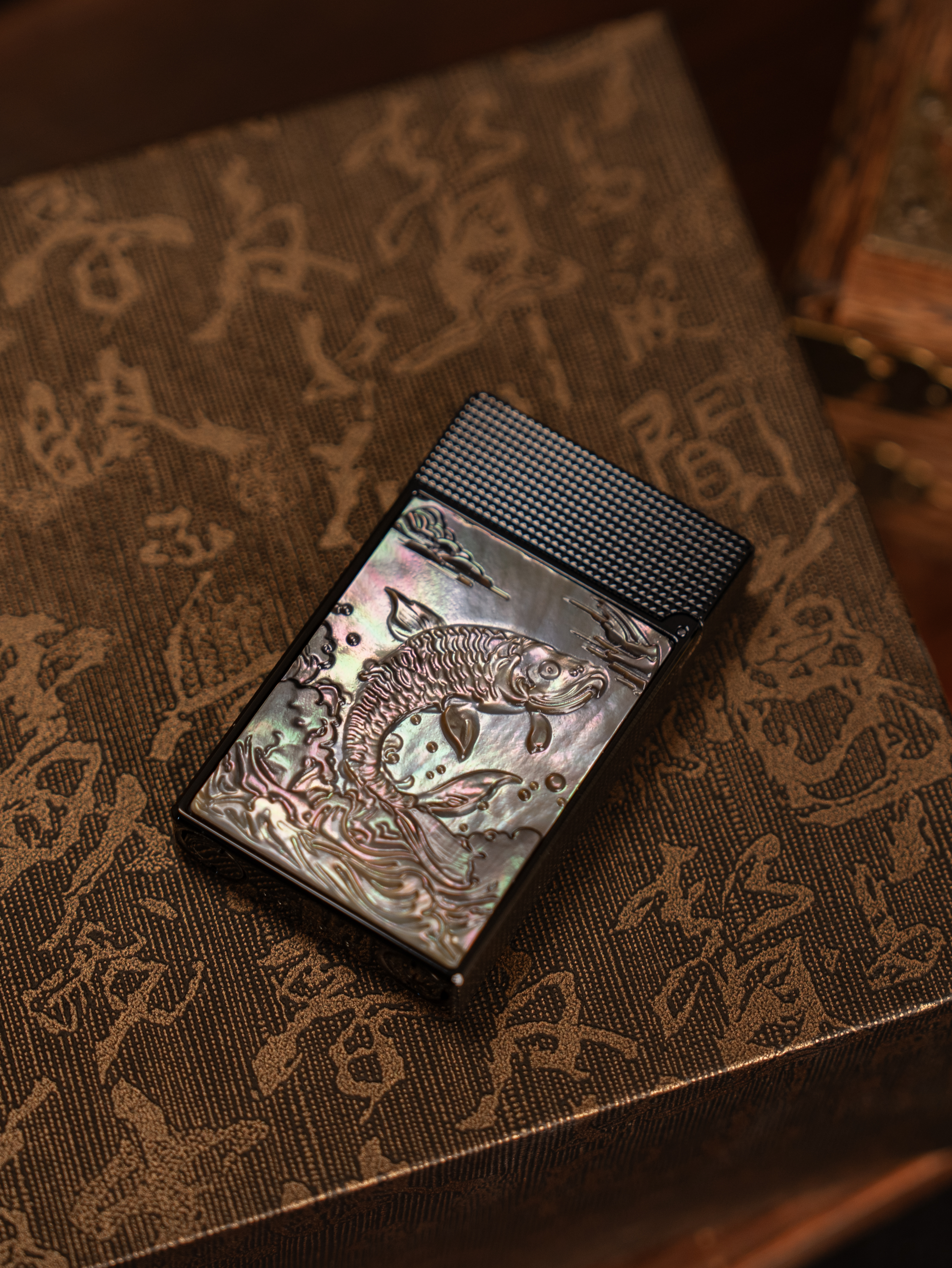 BUNCH "KOI" | Artisan Shell Carved Inlay | Iconic Resonant "Ping" | Solid Brass Symbol of Luck