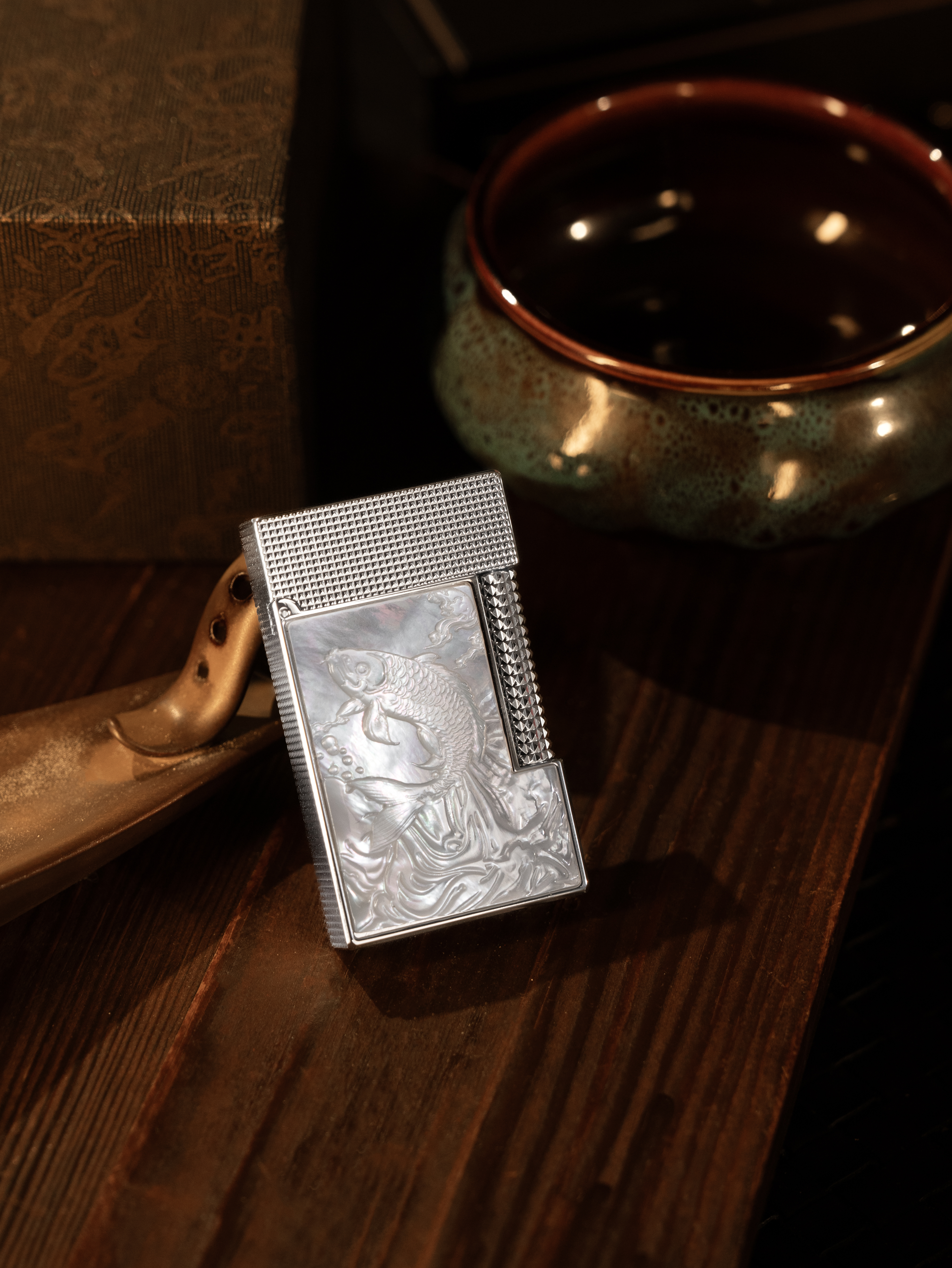 BUNCH "KOI" | Artisan Shell Carved Inlay | Iconic Resonant "Ping" | Solid Brass Symbol of Luck