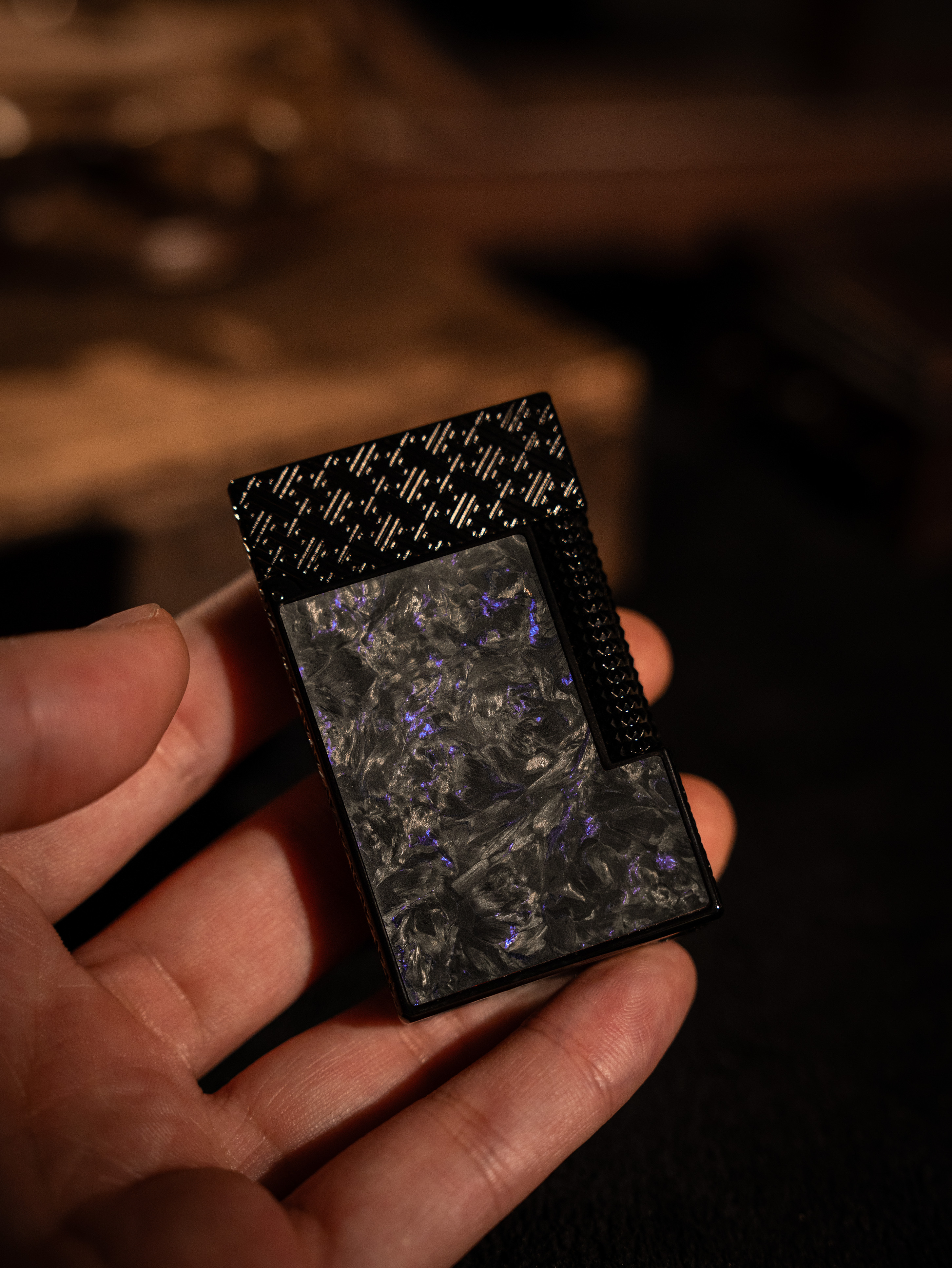 BUNCH "American Myths" Luxury Lighter - Premium Forged Carbon Fiber & Solid Brass Gas Lighter, Side-Roller Flint Ignition with Classic Ping Sound