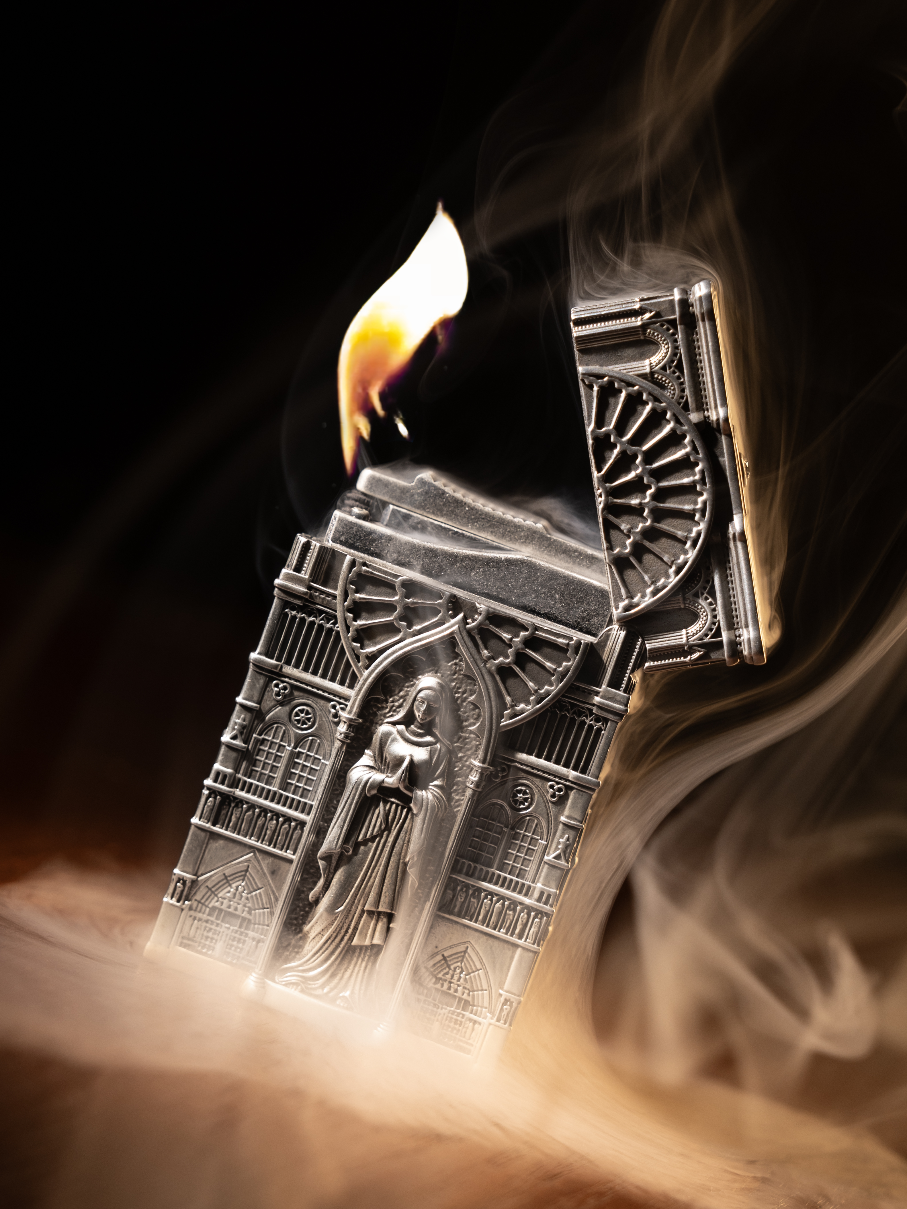 BUNCH "SANCTUM - PRAYER" | S925 Sterling Silver Gothic Lighter & Angelic Base Set | Luxury Handmade Collectible