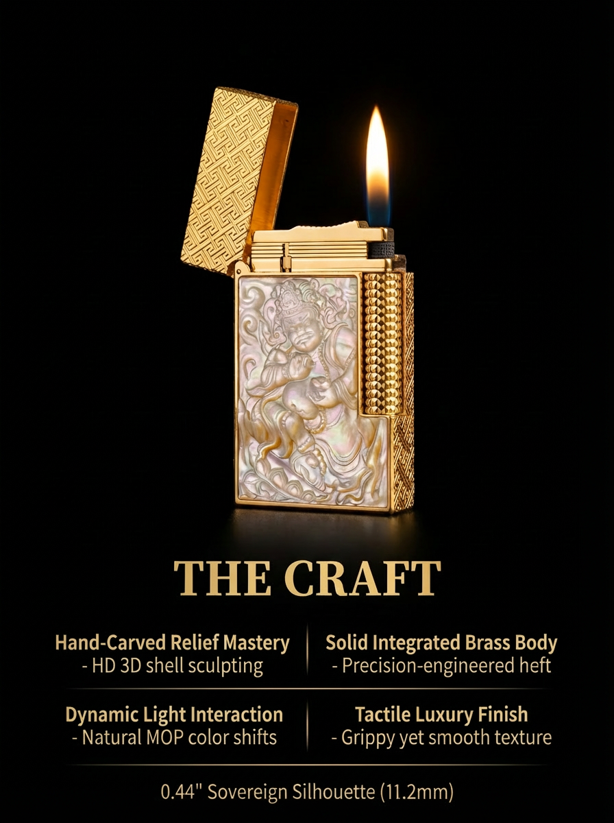BUNCH "JAMBHALA - YELLOW WEALTH GOD" | Mother-of-Pearl Relief Art | Iconic Resonant "Ping" | Solid Integrated Brass Core