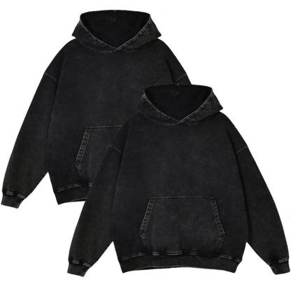 2 Pack Acid Wash Hoodie Oversized Vintage Unisex Heavy Weight Hoodie with Pockets for Men Women Couples Distressed Look Medium