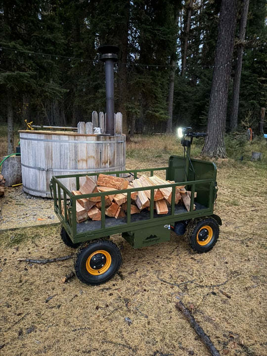 Four-wheel disc brake electric flatbed cargo transport trolley