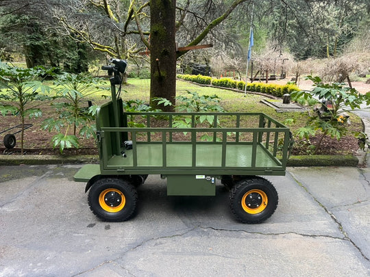 Four-wheel disc brake electric flatbed cargo transport trolley