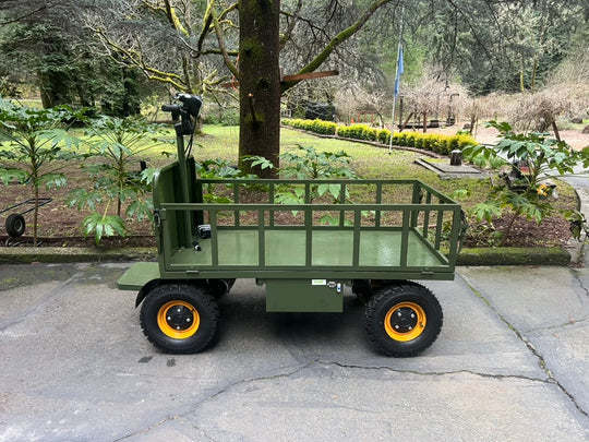 Four-wheel disc brake electric flatbed cargo transport trolley