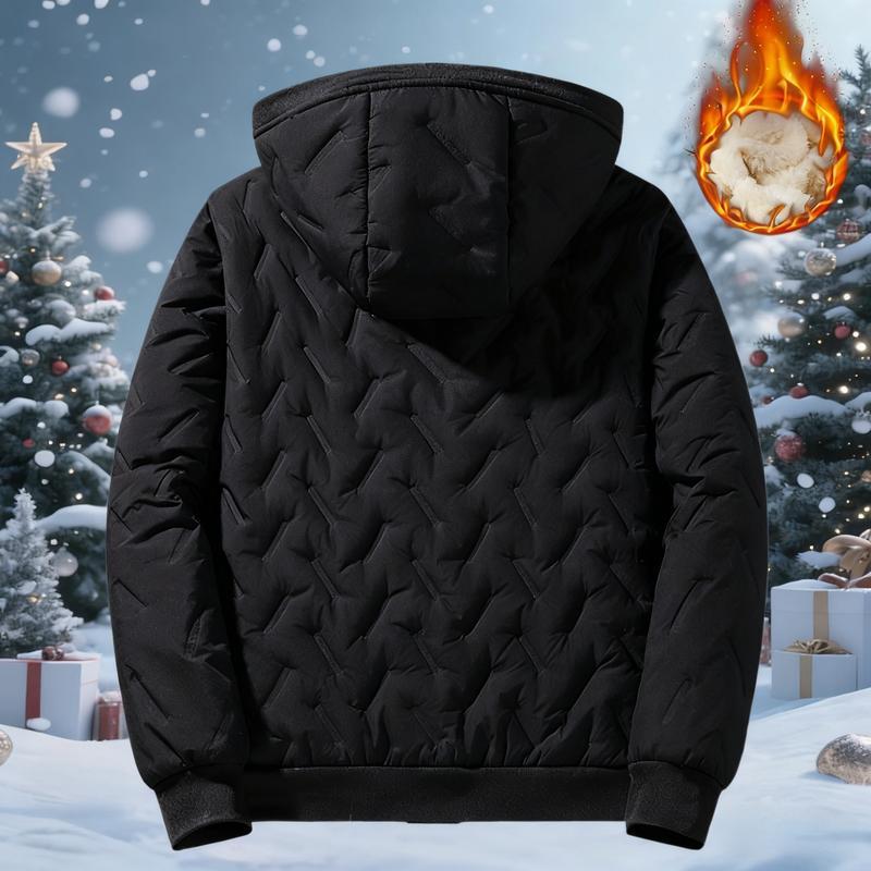 Autumn and winter men’s everyday casual fashion style, versatile, new design, solid color, simple design, hooded jacket with fleece lining and thick insulation for warmth.