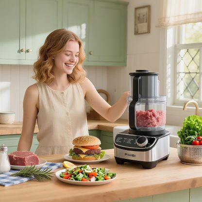 12-Cup Food Processor & Vegetable Chopper, 600W Electric Processor with Slicing, Shredding, Chopping & Pureeing Functions, Large Feed Chute, Dishwasher-Safe Bowl