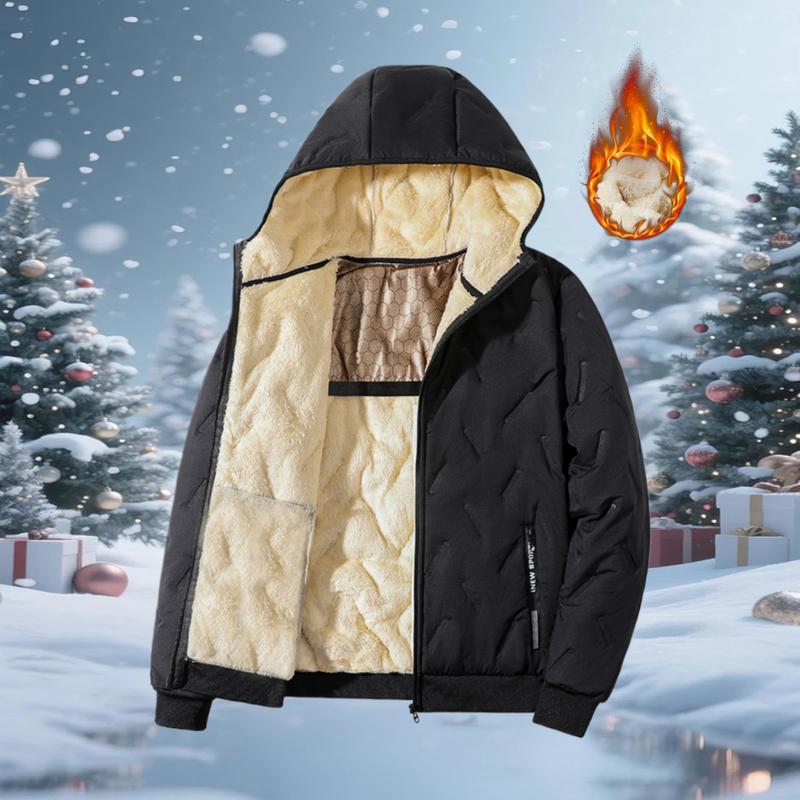 Autumn and winter men’s everyday casual fashion style, versatile, new design, solid color, simple design, hooded jacket with fleece lining and thick insulation for warmth.