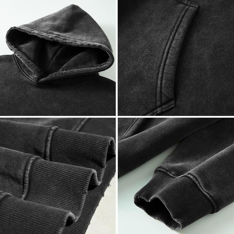 2 Pack Acid Wash Hoodie Oversized Vintage Unisex Heavy Weight Hoodie with Pockets for Men Women Couples Distressed Look Medium