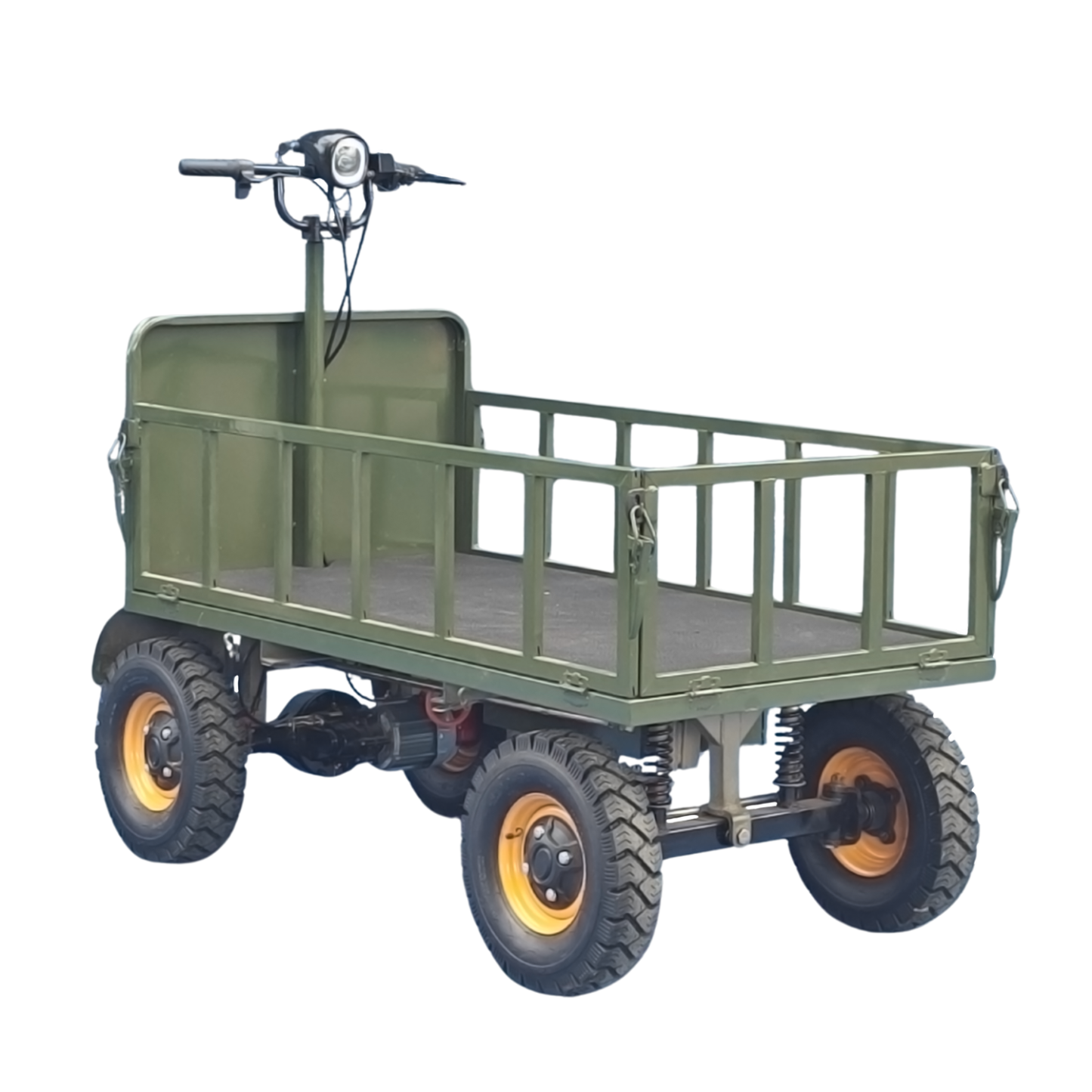 Four-wheel disc brake electric flatbed cargo transport trolley