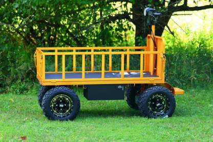 Four-wheel disc brake electric flatbed cargo transport trolley