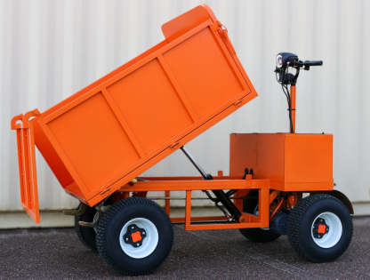 Four-wheel disc brake electric flatbed cargo transport trolley