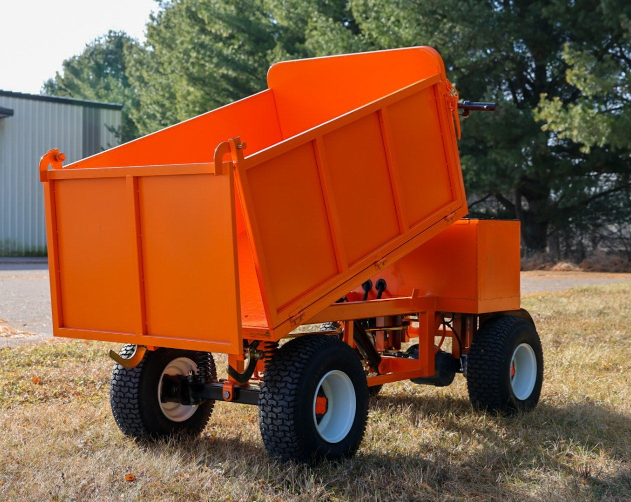 Four-wheel disc brake electric flatbed cargo transport trolley