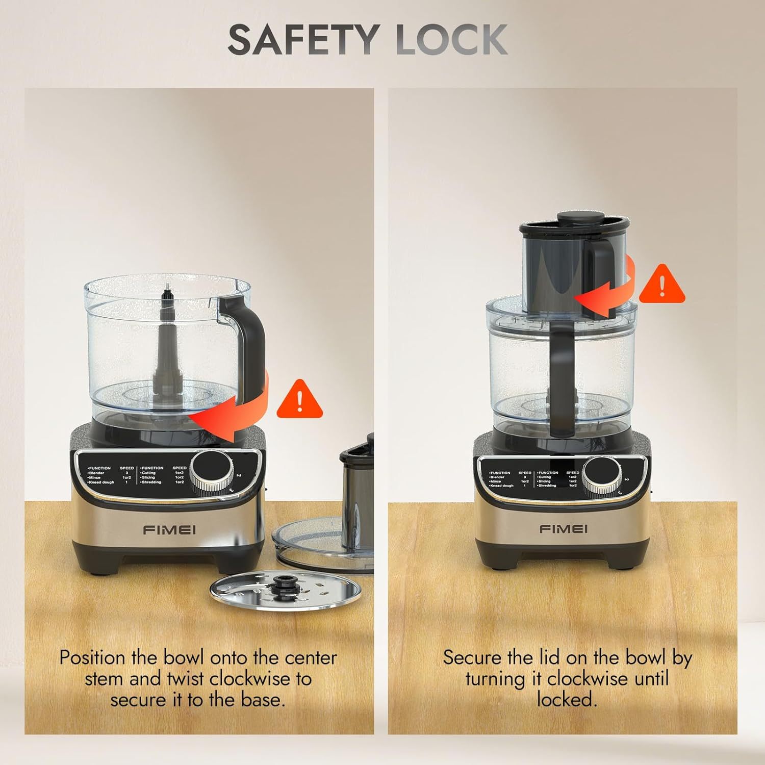 12-Cup Food Processor & Vegetable Chopper, 600W Electric Processor with Slicing, Shredding, Chopping & Pureeing Functions, Large Feed Chute, Dishwasher-Safe Bowl