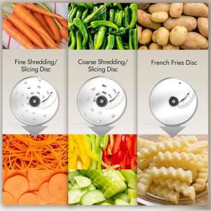 12-Cup Food Processor & Vegetable Chopper, 600W Electric Processor with Slicing, Shredding, Chopping & Pureeing Functions, Large Feed Chute, Dishwasher-Safe Bowl