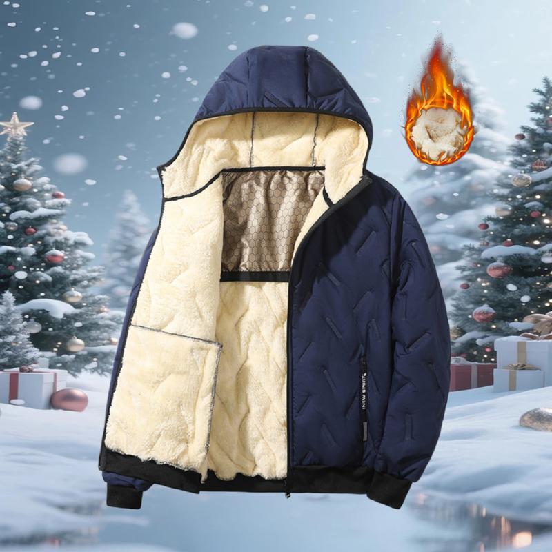 Autumn and winter men’s everyday casual fashion style, versatile, new design, solid color, simple design, hooded jacket with fleece lining and thick insulation for warmth.