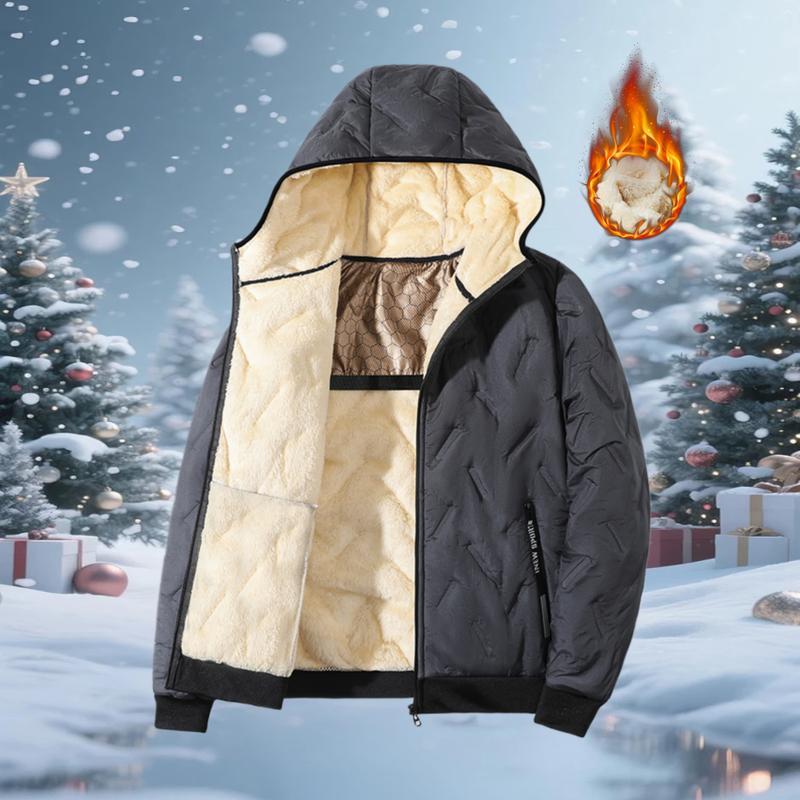 Autumn and winter men’s everyday casual fashion style, versatile, new design, solid color, simple design, hooded jacket with fleece lining and thick insulation for warmth.