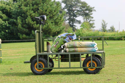 Four-wheel disc brake electric flatbed cargo transport trolley