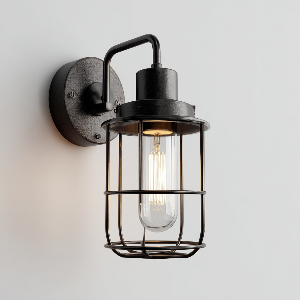 Applique murale - métal-verre - 30x15x18 cm - noir - design industriel-Casagetlab