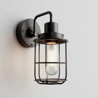 Applique murale - métal-verre - 30x15x18 cm - noir - design industriel-Casagetlab