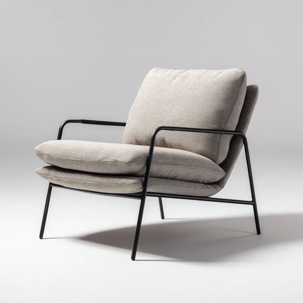 Fauteuil-tissu-metal-68x75x82 cm-gris clair-moderne-Casagetlab