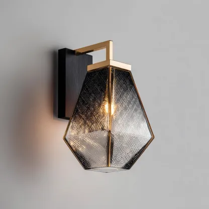 Applique murale - métal-verre - 27x14x18 cm - noir-or - design moderne-Casagetlab