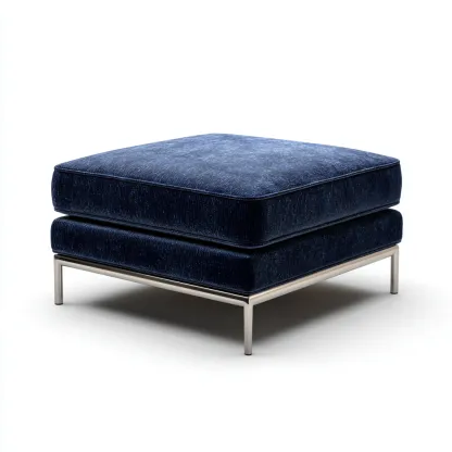 Pouf - tissu-métal - 70x70x38 cm - bleu - style moderne-Casagetlab